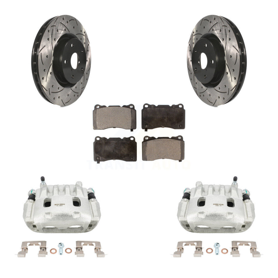 Front Disc Brake Coated Caliper Drill Slot Rotors Ceramic Pad Kit For Subaru Impreza WRX KCD-100017T