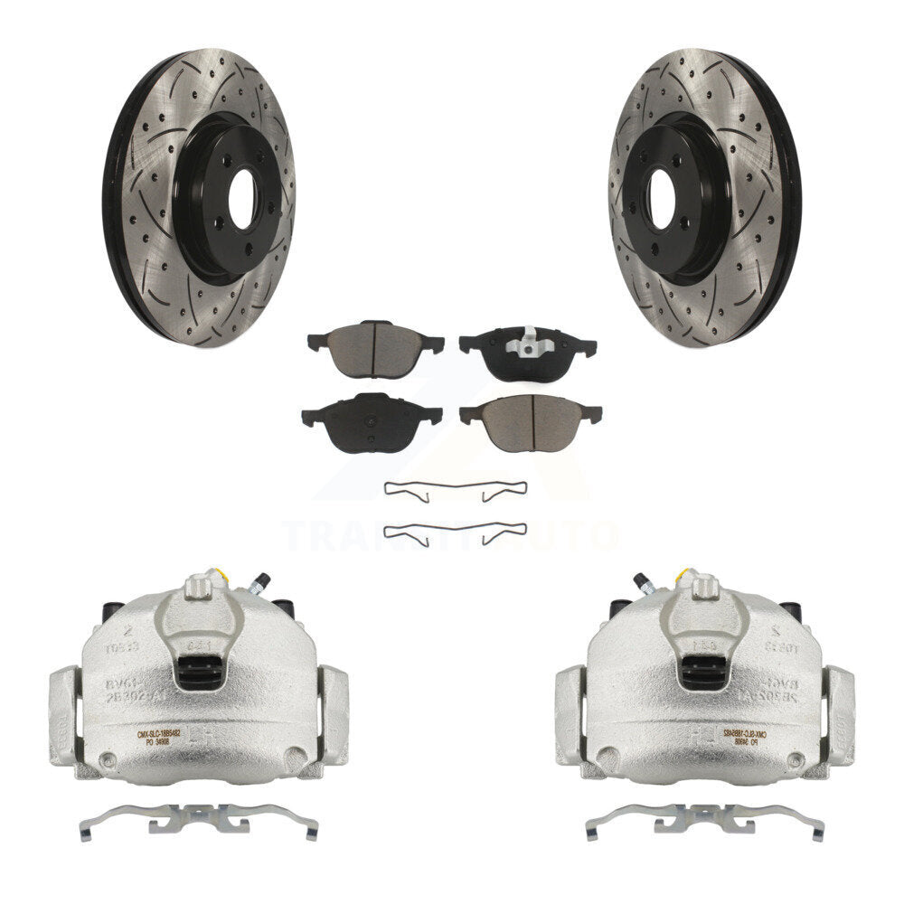 Front Brake Coated Caliper Drill Slotted Rotors Ceramic Pad Kit For Ford Transit Connect KCD-100019C
