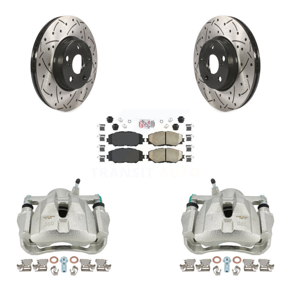 Front Disc Brake Coated Caliper Drilled Slotted Rotors And Ceramic Pads Kit For Toyota Corolla Scion xD Matrix Pontiac Vibe KCD-100019N
