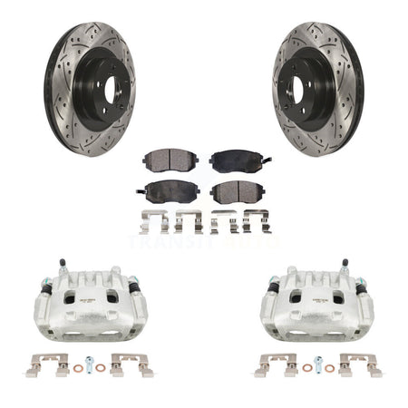 Front Brake Caliper Drill Slot Rotor Ceramic Pad Kit For Subaru Outback Impreza Forester KCD-100019T