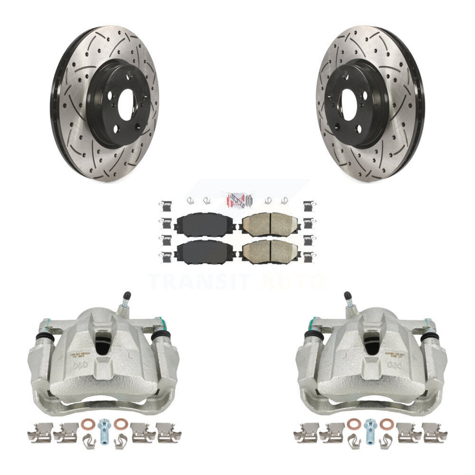 Front Disc Brake Coated Caliper Drilled Slotted Rotors And Ceramic Pads Kit For Toyota Corolla Scion xD Matrix Pontiac Vibe KCD-100020N
