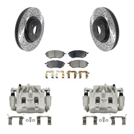Front Brake Caliper Drilled Slot Rotor Semi-Metallic Pad Kit For Subaru Forester Outback KCD-100024P
