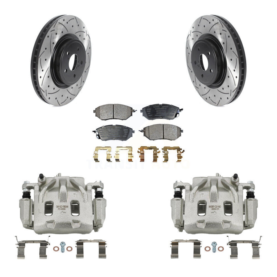 Front Brake Caliper Drill Slot Rotors Ceramic Pad Kit For Subaru Forester Outback Legacy KCD-100024T