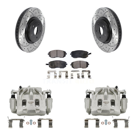 Front Disc Brake Coated Caliper Drilled Slotted Rotors Ceramic Pad Kit For Subaru Legacy KCD-100025T