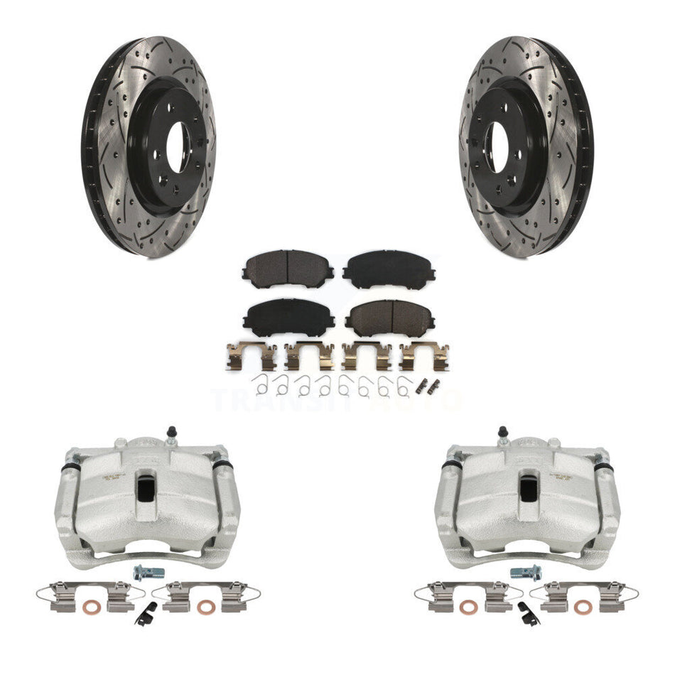 Front Disc Brake Coated Caliper Drilled Slotted Rotors And Semi-Metallic Pads Kit For Nissan Rogue Sport KCD-100027P
