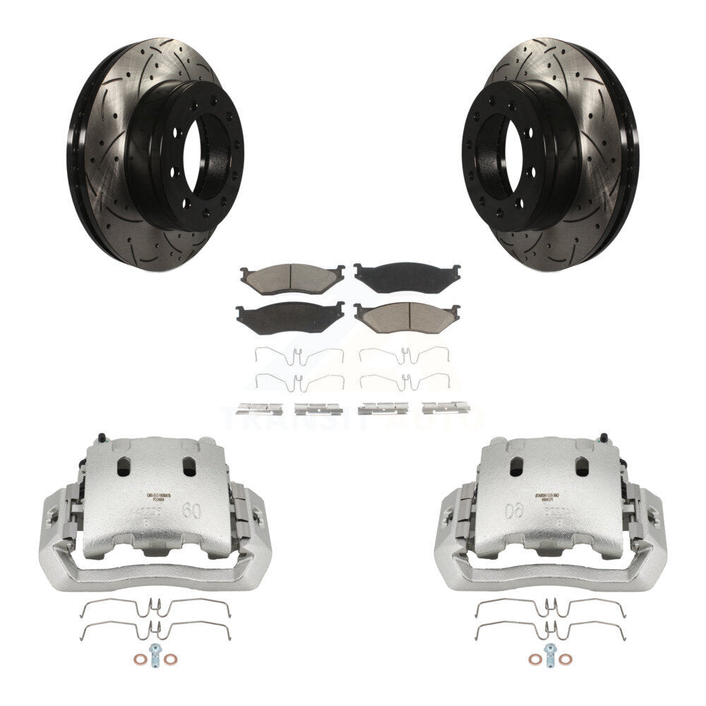 Front Brake Caliper Drill Slotted Rotors Ceramic Pad Kit For Ford F-450 Super Duty F-550 KCD-100028C