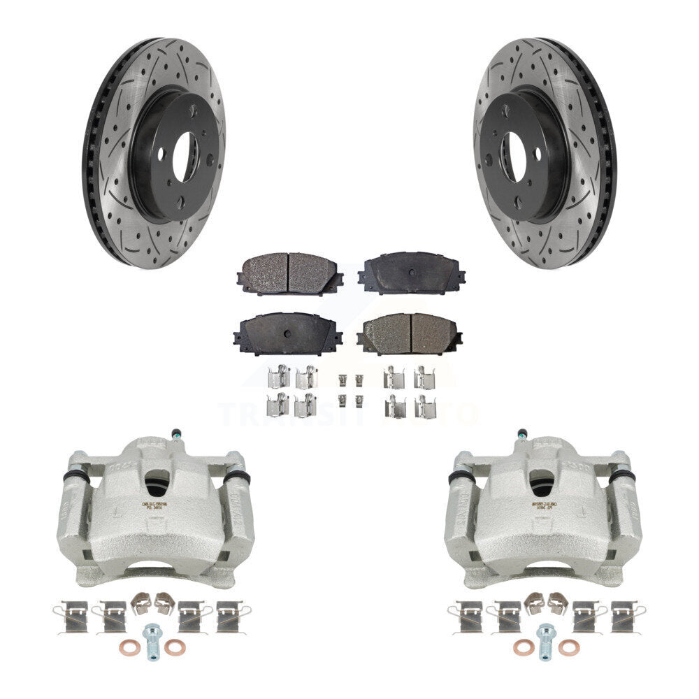 Front Disc Brake Coated Caliper Drill Slot Rotors Semi-Metallic Pad Kit For Toyota Yaris KCD-100039P