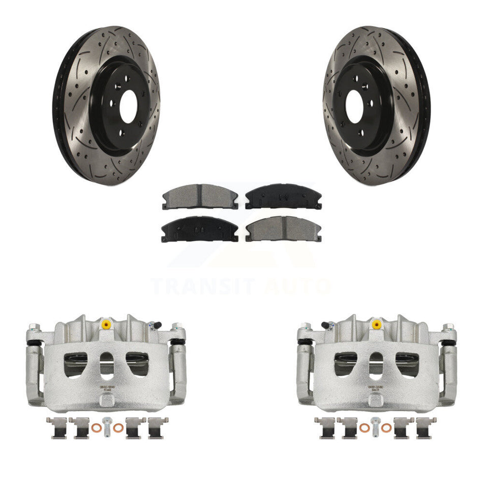 Front Brake Caliper Drill Slot Rotors Semi-Metallic Pad Kit For 2013 Ford Explorer Sport KCD-100042S