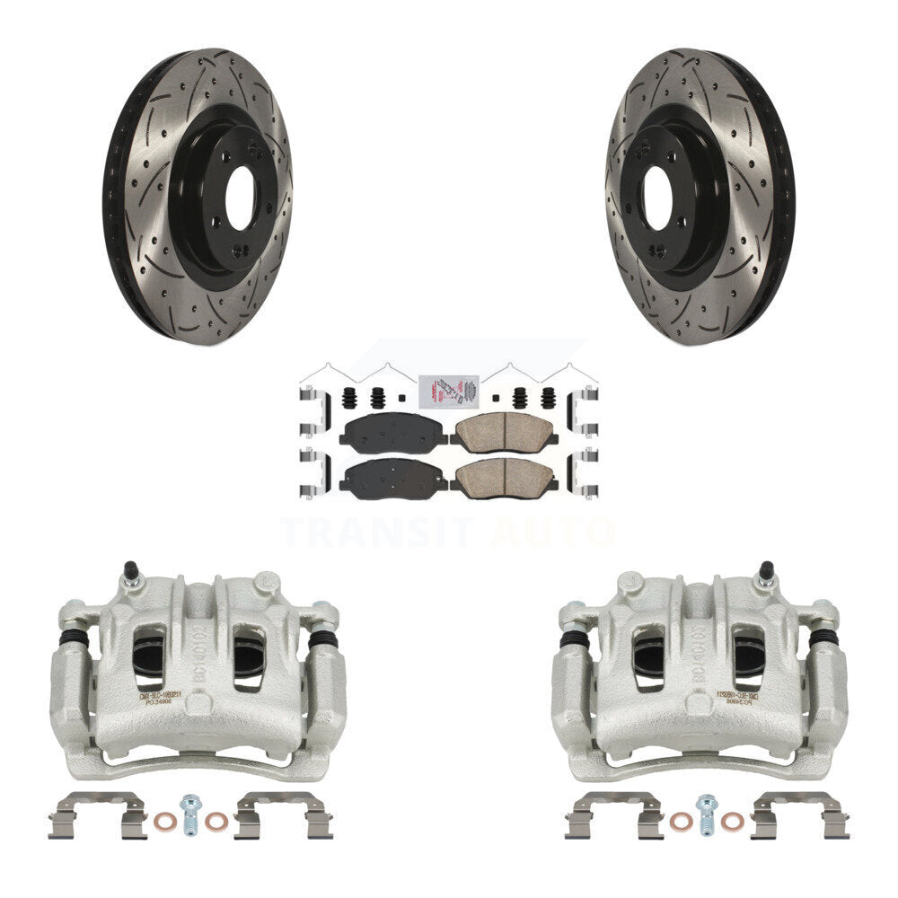 Front Disc Brake Coated Caliper Drill Slot Rotor Ceramic Pad Kit For Hyundai Santa Fe XL KCD-100043N