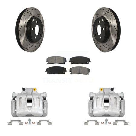 Front Brake Coated Caliper Drill Slot Rotor Semi-Metallic Pad Kit For Chrysler 300 Dodge KCD-100045S