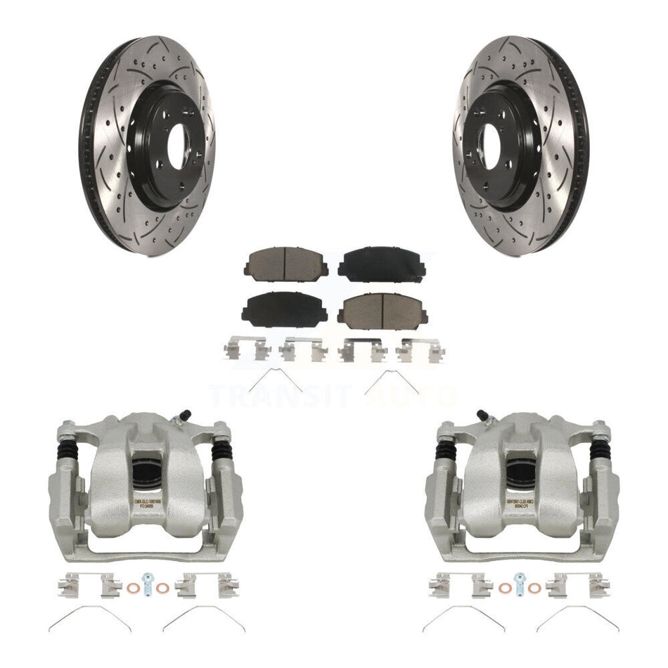 Front Disc Brake Coated Caliper Drilled Slotted Rotors And Ceramic Pads Kit For Honda Accord Acura ILX KCD-100046C