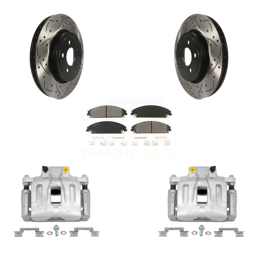 Front Brake Coated Caliper Drill Slot Rotor Semi-Metallic Pad Kit For Chrysler 300 Dodge KCD-100046S