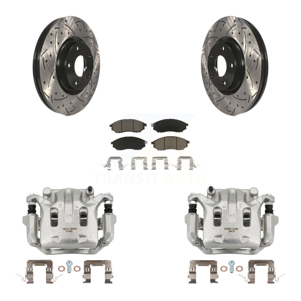 Front Brake Caliper Drill Slot Rotor Ceramic Pad Kit For INFINITI Nissan Murano G37 EX35 KCD-100049C