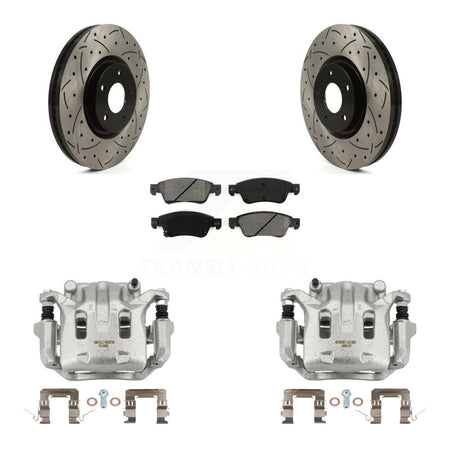 Front Brake Caliper Drill Slotted Rotor Semi-Metallic Pad Kit For 09-13 INFINITI G37 AWD KCD-100049S