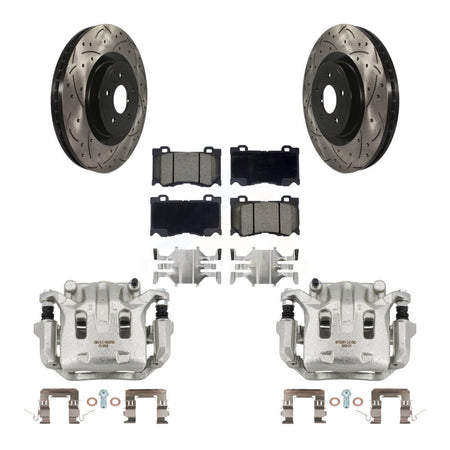 Front Brake Coat Caliper Drill Slot Rotor Ceramic Pad Kit For 2009-2013 INFINITI G37 AWD KCD-100050C