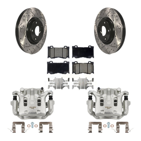 Front Brake Caliper Drill Slot Rotor Ceramic Pad Kit For INFINITI G37 With Brembo Brakes KCD-100053C