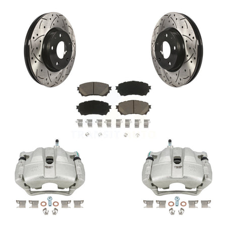 Front Disc Brake Coated Caliper Drilled Slotted Rotors And Ceramic Pads Kit For Mazda 6 KCD-100054C