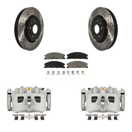Front Brake Coated Caliper Drill Slot Rotor Ceramic Pad Kit For 2013 Ford Explorer Sport KCD-100059C