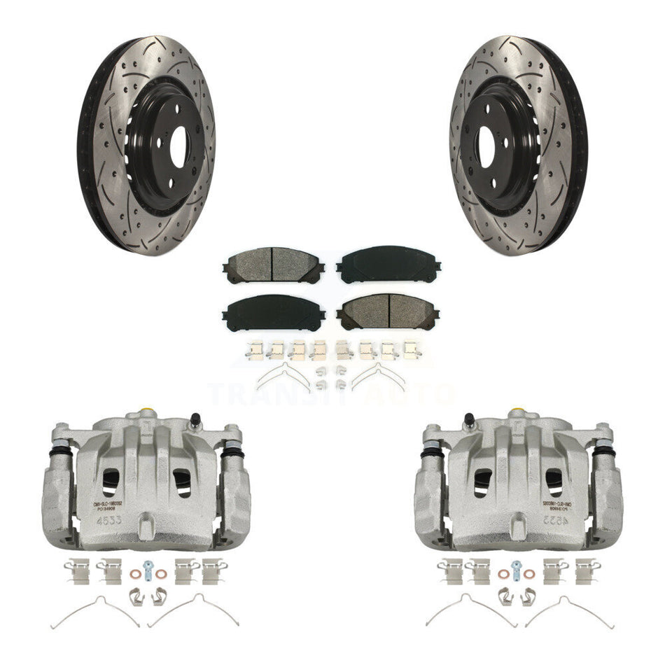 Front Brake Caliper Drill Slot Rotors Semi-Metallic Pad Kit For Lexus RX350 Toyota NX300 KCD-100068S