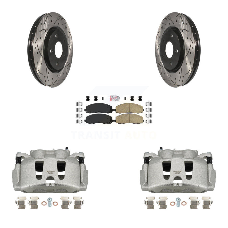 Front Disc Brake Coated Caliper Drilled Slotted Rotors And Ceramic Pads Kit For Dodge Grand Caravan Chrysler Pacifica Voyager KCD-100072N