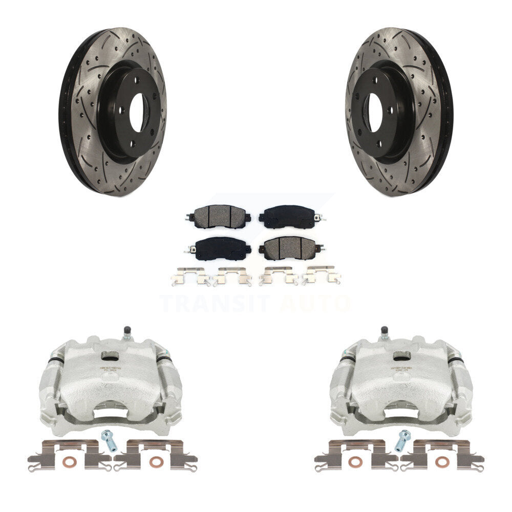 Front Disc Brake Coated Caliper Drilled Slotted Rotors And Semi-Metallic Pads Kit For Nissan Altima KCD-100072S by Transit Auto