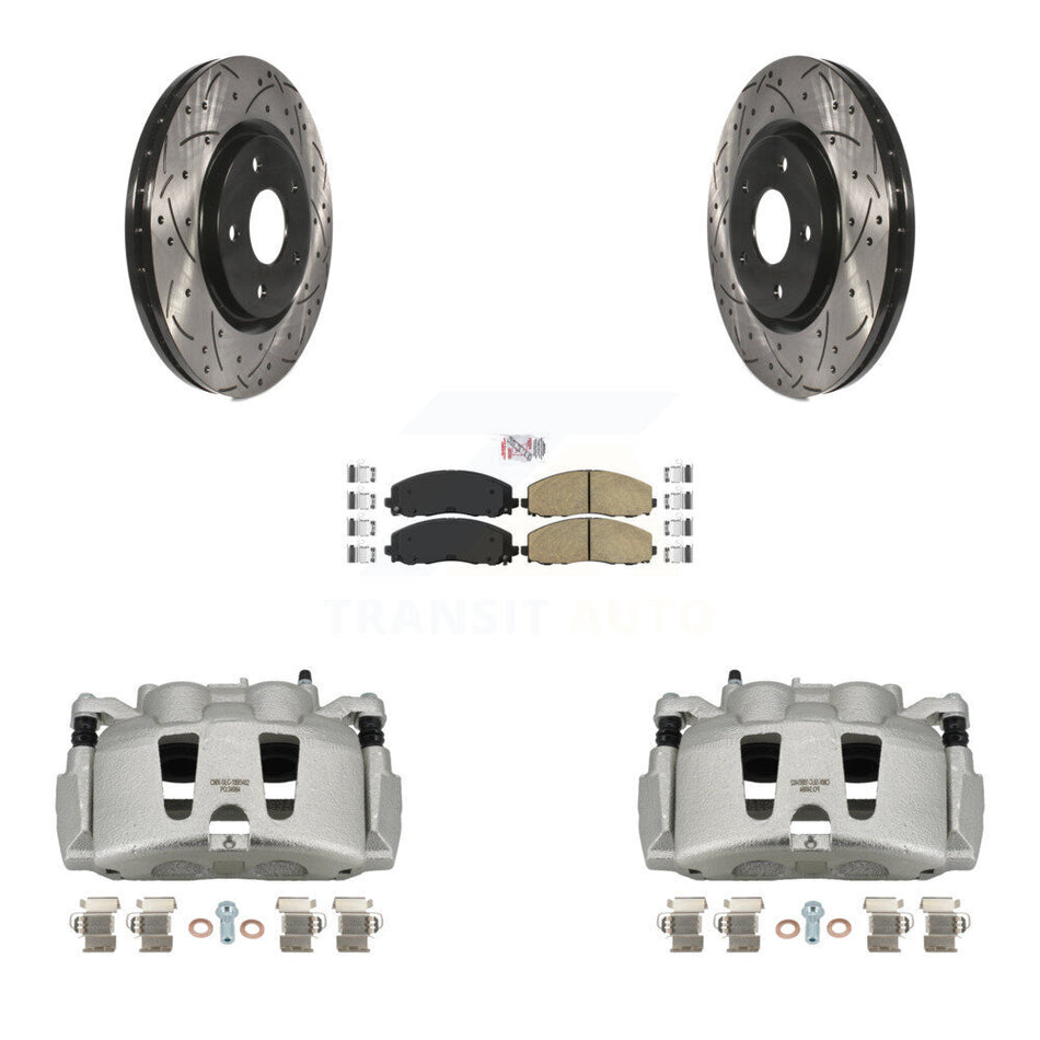 Front Disc Brake Coated Caliper Drilled Slotted Rotors And Ceramic Pads Kit For Dodge Grand Caravan Chrysler Pacifica Voyager KCD-100073N