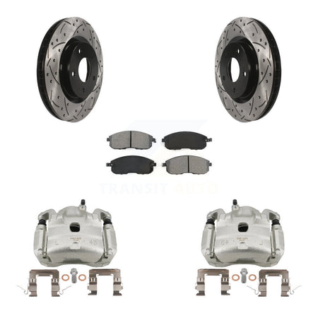 Front Disc Brake Coated Caliper Drill Slot Rotor Semi-Metallic Pad Kit For Nissan Sentra KCD-100077S
