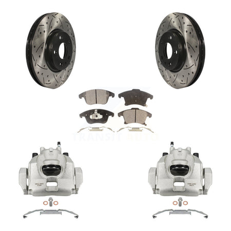 Front Brake Coated Caliper Drill Slot Rotors Ceramic Pad Kit For Ford Fusion Lincoln MKZ KCD-100079T