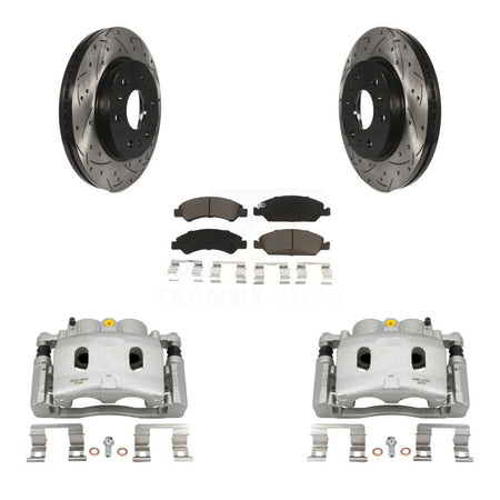 Front Brake Caliper Drill Slot Rotor Ceramic Pad Kit For Chevrolet GMC Silverado 1500 XL KCD-100080C