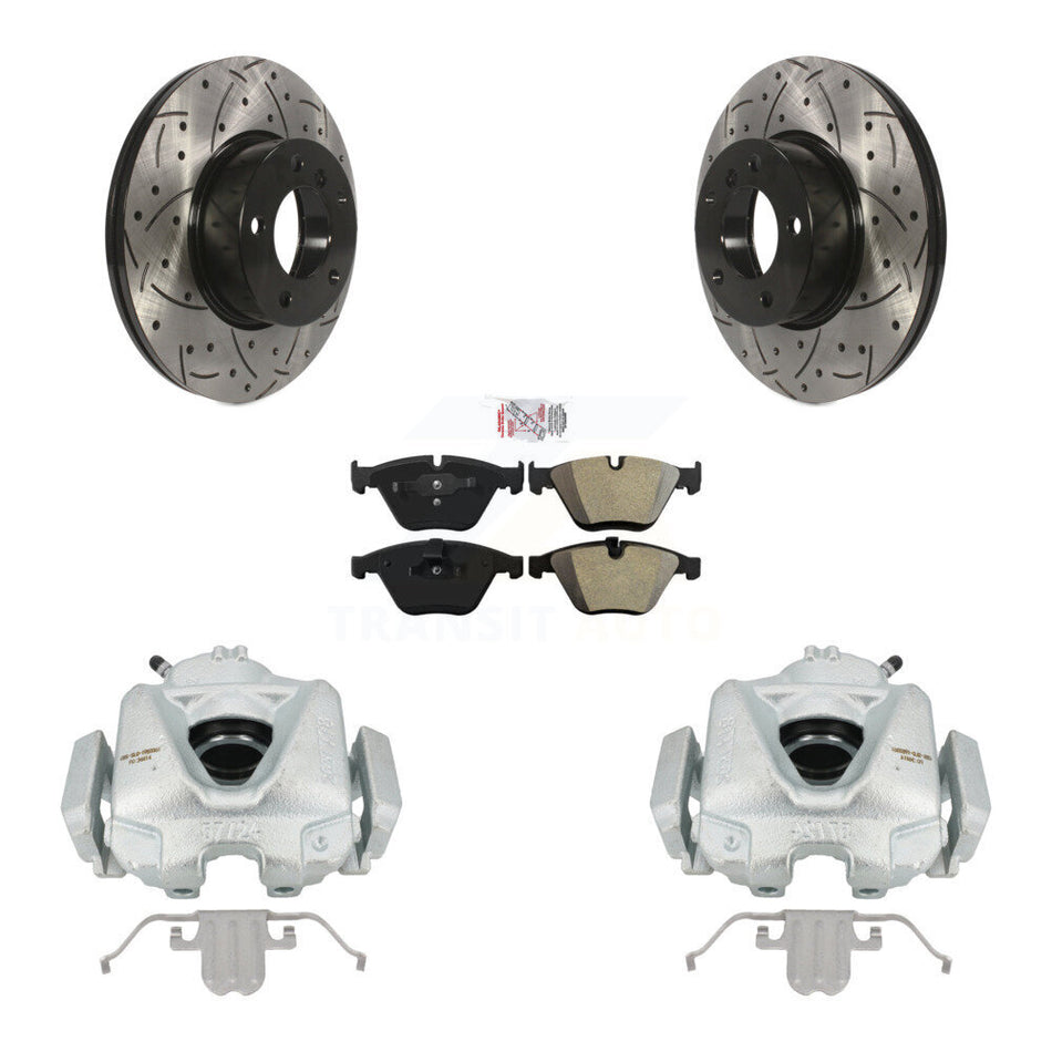 Front Disc Brake Coated Caliper Drilled Slotted Rotors And Semi-Metallic Pads Kit For BMW 328i xDrive X1 328xi 323i KCD-100080N