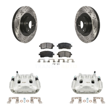 Front Brake Caliper Drill Slot Rotors Ceramic Pad Kit For 03 Subaru Impreza WRX To 06 02 KCD-100080T