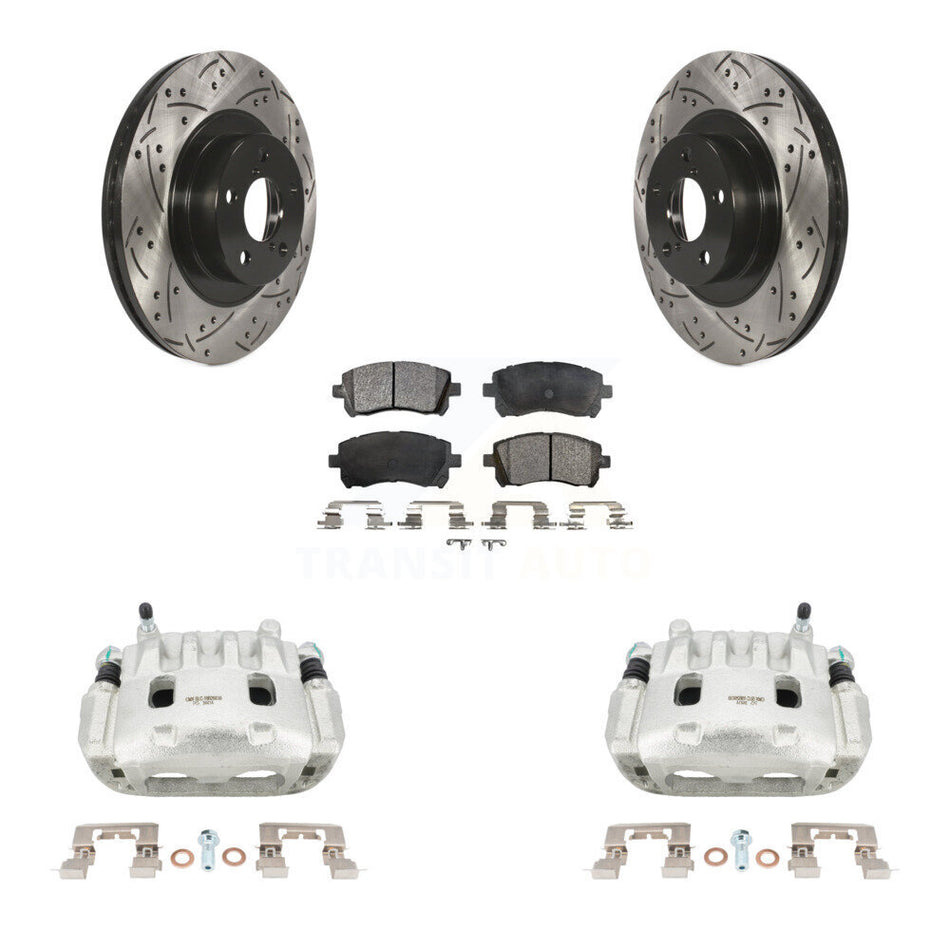 Front Brake Caliper Drill Slot Rotors Ceramic Pad Kit For 03 Subaru Impreza WRX To 06 02 KCD-100080T