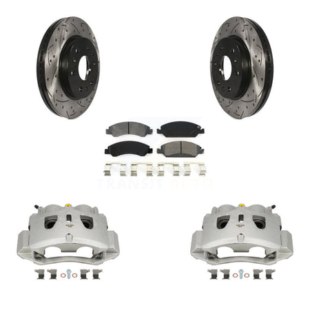 Front Brake Caliper Drill Slot Rotors Semi-Metallic Pad Kit For 16 Chevrolet Suburban HD KCD-100082S
