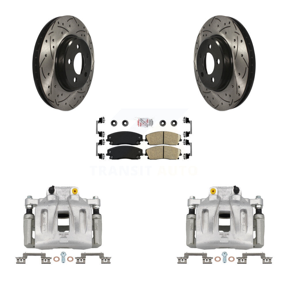 Front Brake Coat Caliper Drill Slot Rotor Ceramic Pad Kit For Dodge Chrysler 300 Charger KCD-100083N