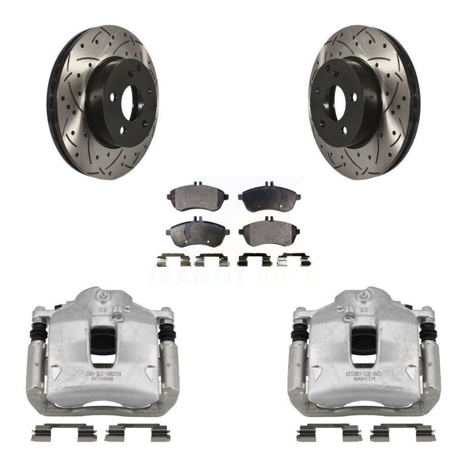 Front Disc Brake Coated Caliper Drill Slot Rotors Ceramic Pad Kit For Mercedes-Benz C250 KCD-100083T