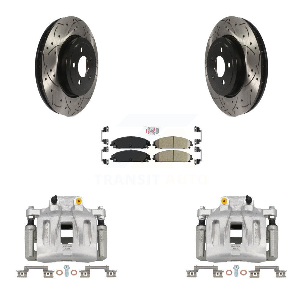 Front Brake Coat Caliper Drill Slot Rotor Ceramic Pad Kit For Chrysler 300 Dodge Charger KCD-100085N