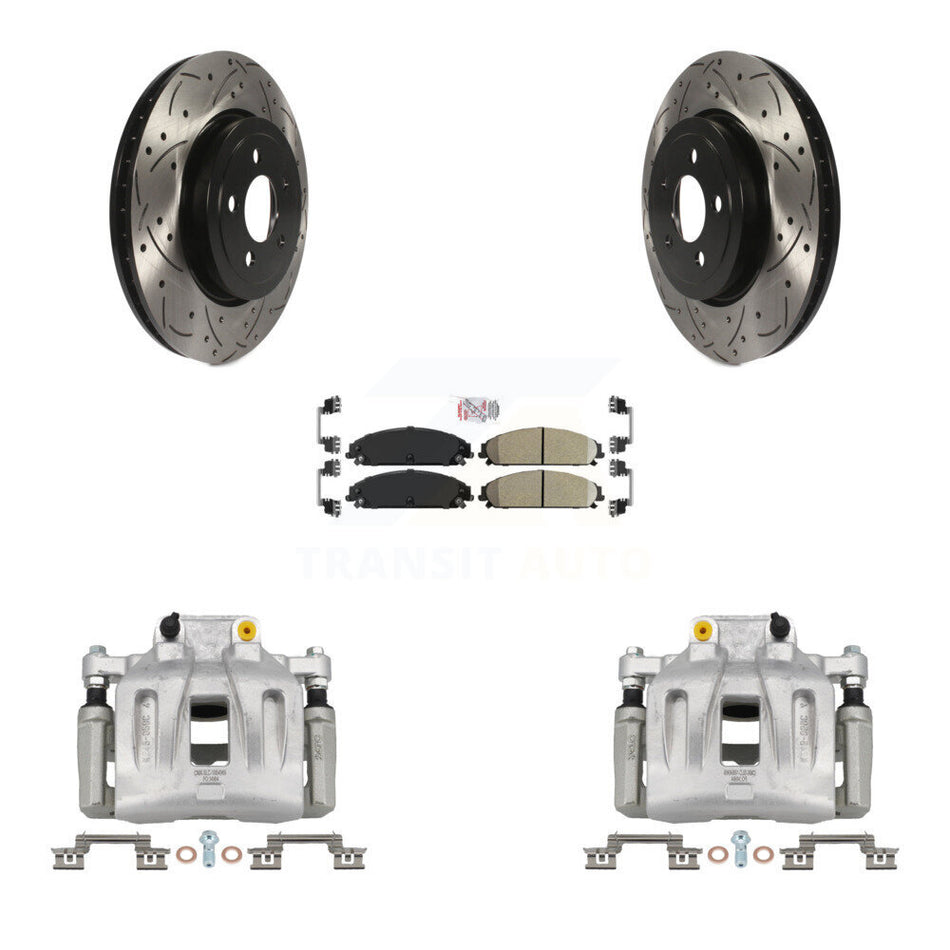 Front Brake Coat Caliper Drill Slot Rotor Ceramic Pad Kit For Chrysler 300 Dodge Charger KCD-100085N