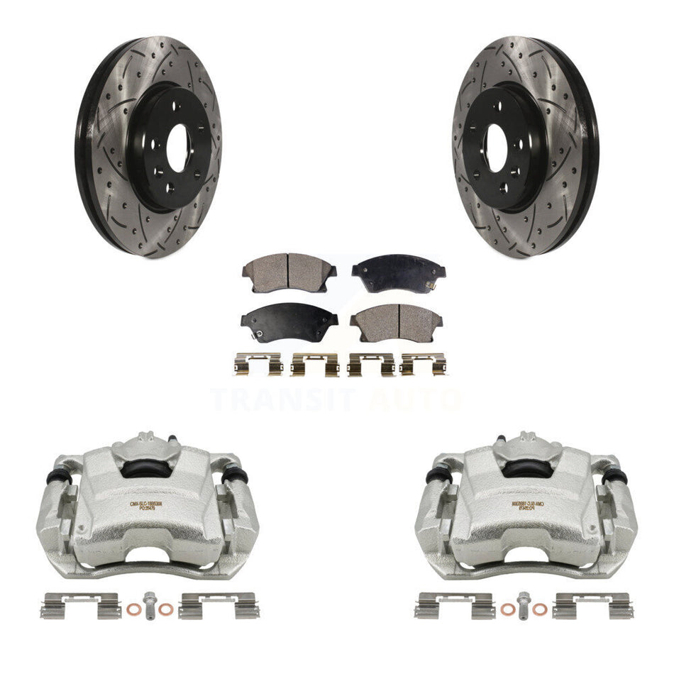 Front Disc Brake Coated Caliper Drilled Slotted Rotors And Semi-Metallic Pads Kit For Chevrolet Cruze Sonic Limited KCD-100085P