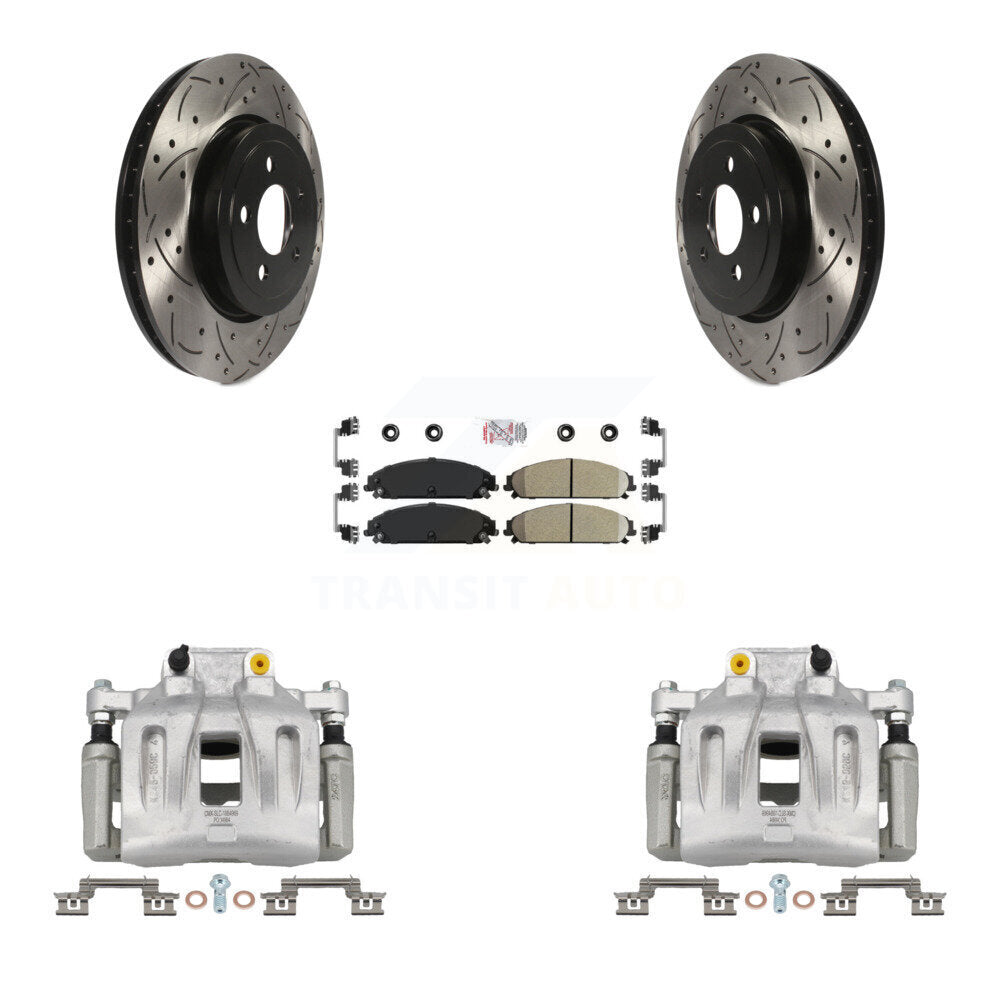 Front Brake Coat Caliper Drill Slot Rotor Ceramic Pad Kit For Chrysler 300 Dodge Charger KCD-100086N