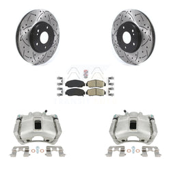 Front Disc Brake Coated Caliper Drilled Slotted Rotors And Ceramic Pads Kit For Honda Accord KCD-100093N