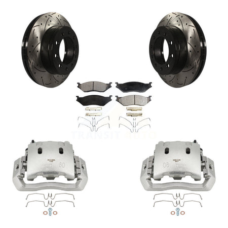 Front Brake Caliper Drill Slotted Rotors Ceramic Pad Kit For Ford F-450 Super Duty F-550 KCD-100093T