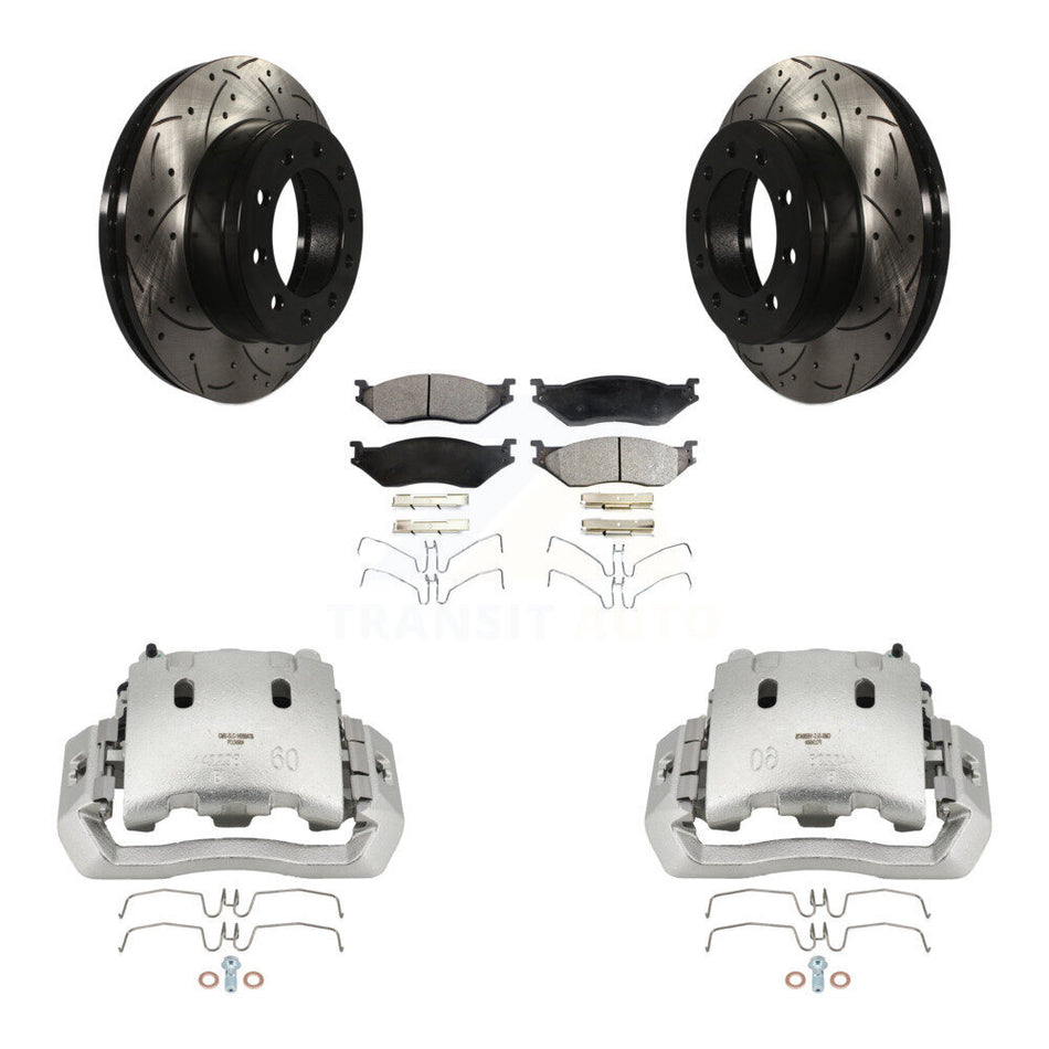 Front Brake Caliper Drill Slotted Rotors Ceramic Pad Kit For Ford F-450 Super Duty F-550 KCD-100093T