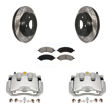 Front Brake Caliper Drill Slotted Rotor Semi-Metallic Pad Kit For Ram 1500 Classic Dodge KCD-100094S