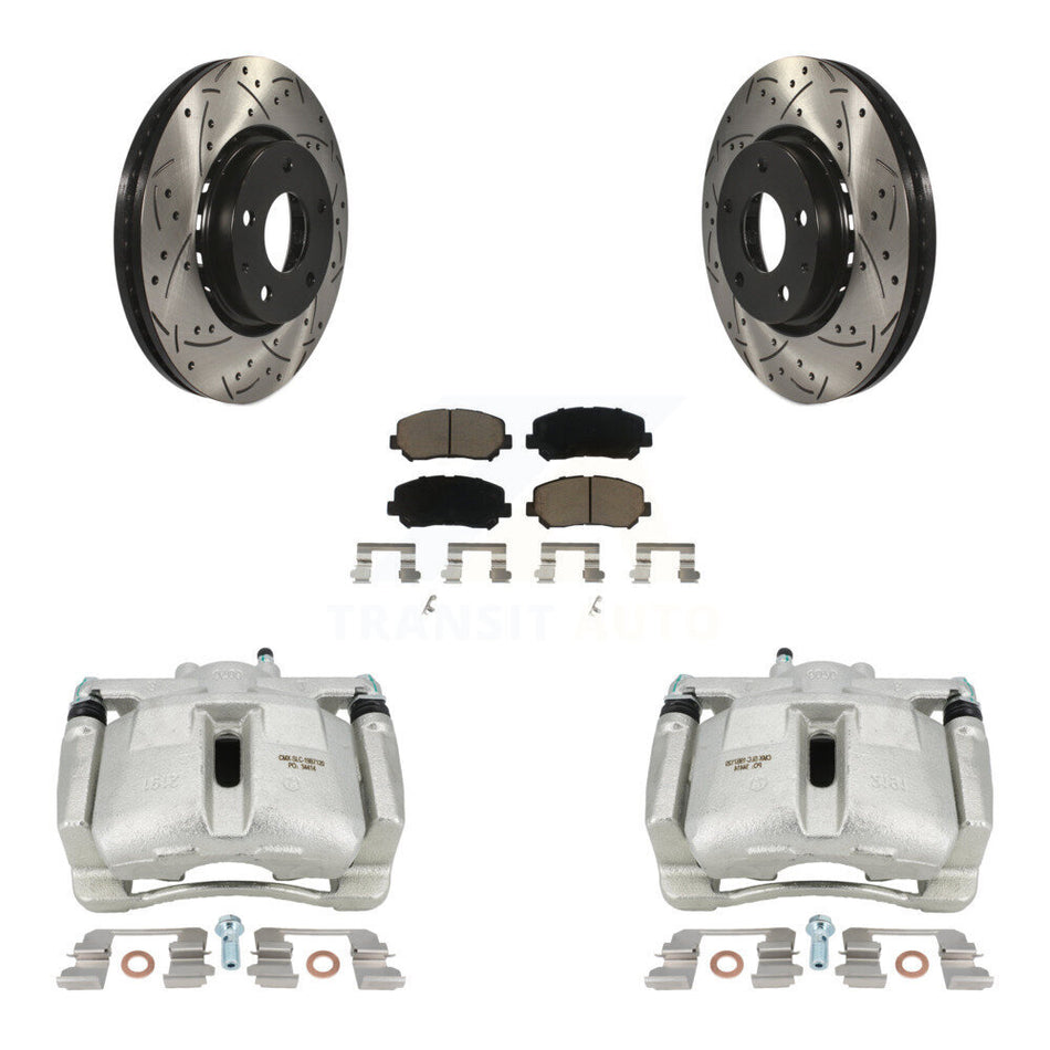 Front Disc Brake Coated Caliper Drilled Slotted Rotors And Ceramic Pads Kit For Mazda CX-5 KCD-100095C