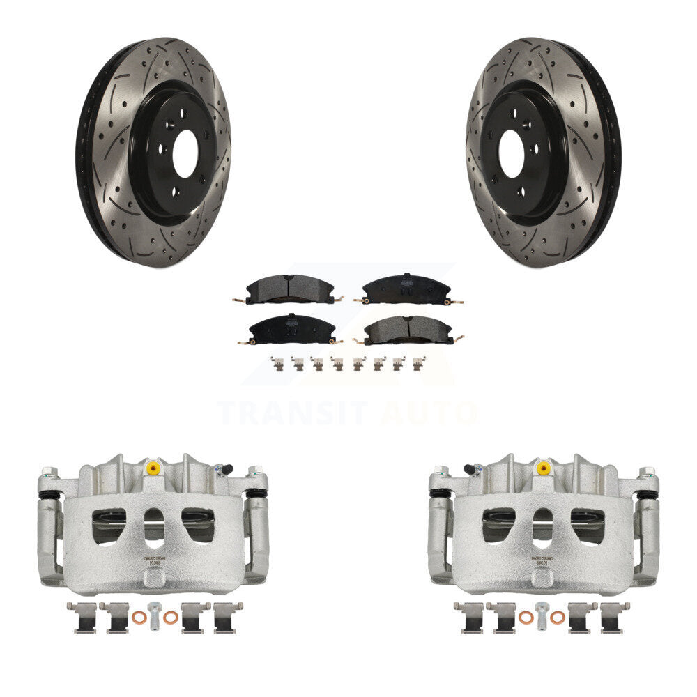 Front Brake Caliper Drill Slot Rotors Semi-Metallic Pad Kit For 2013 Ford Explorer Sport KCD-100095P