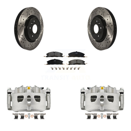 Front Brake Caliper Drill Slot Rotors Semi-Metallic Pad Kit For 2013 Ford Explorer Sport KCD-100095P