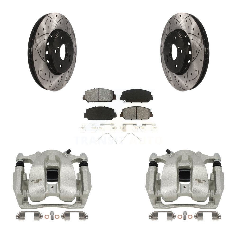 Front Brake Coat Caliper Drill Slot Rotors Semi-Metallic Pad Kit For 2016-2018 Acura RDX KCD-100096S