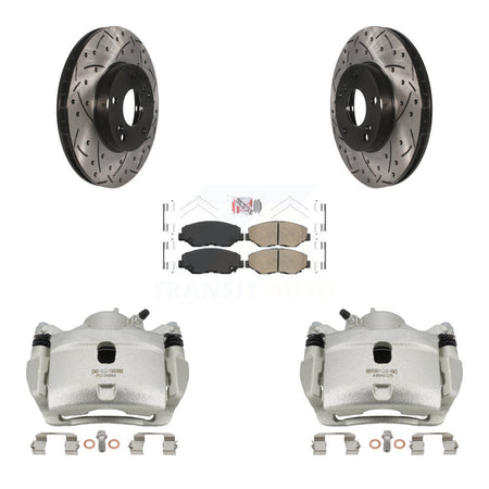 Front Brake Coat Caliper Drill Slot Rotor Ceramic Pad Kit For Honda Accord Fit Acura ILX KCD-100099N