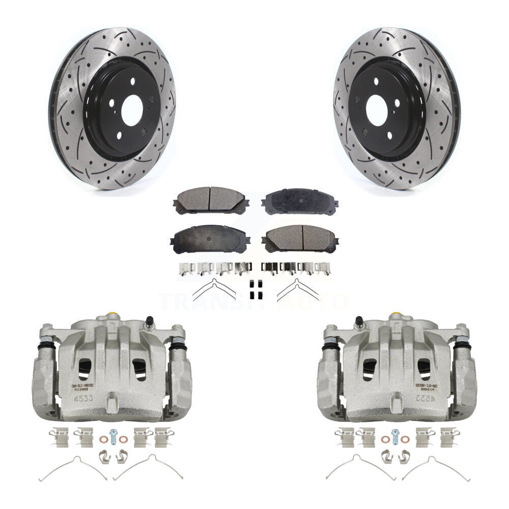 Front Brake Caliper Drill Slot Rotors Semi-Metallic Pad Kit For Lexus NX350h NX350 NX250 KCD-100099P