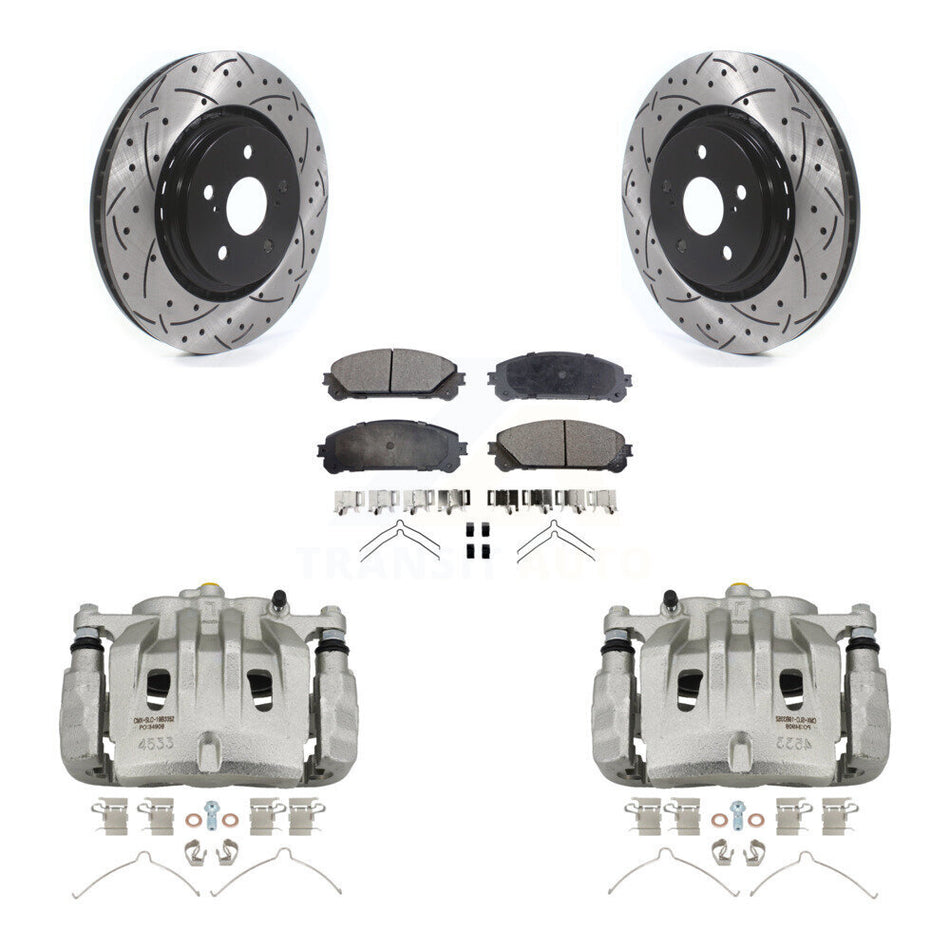 Front Brake Caliper Drilled Slot Rotor Ceramic Pad Kit For 2022 Lexus NX350h NX350 NX250 KCD-100100T